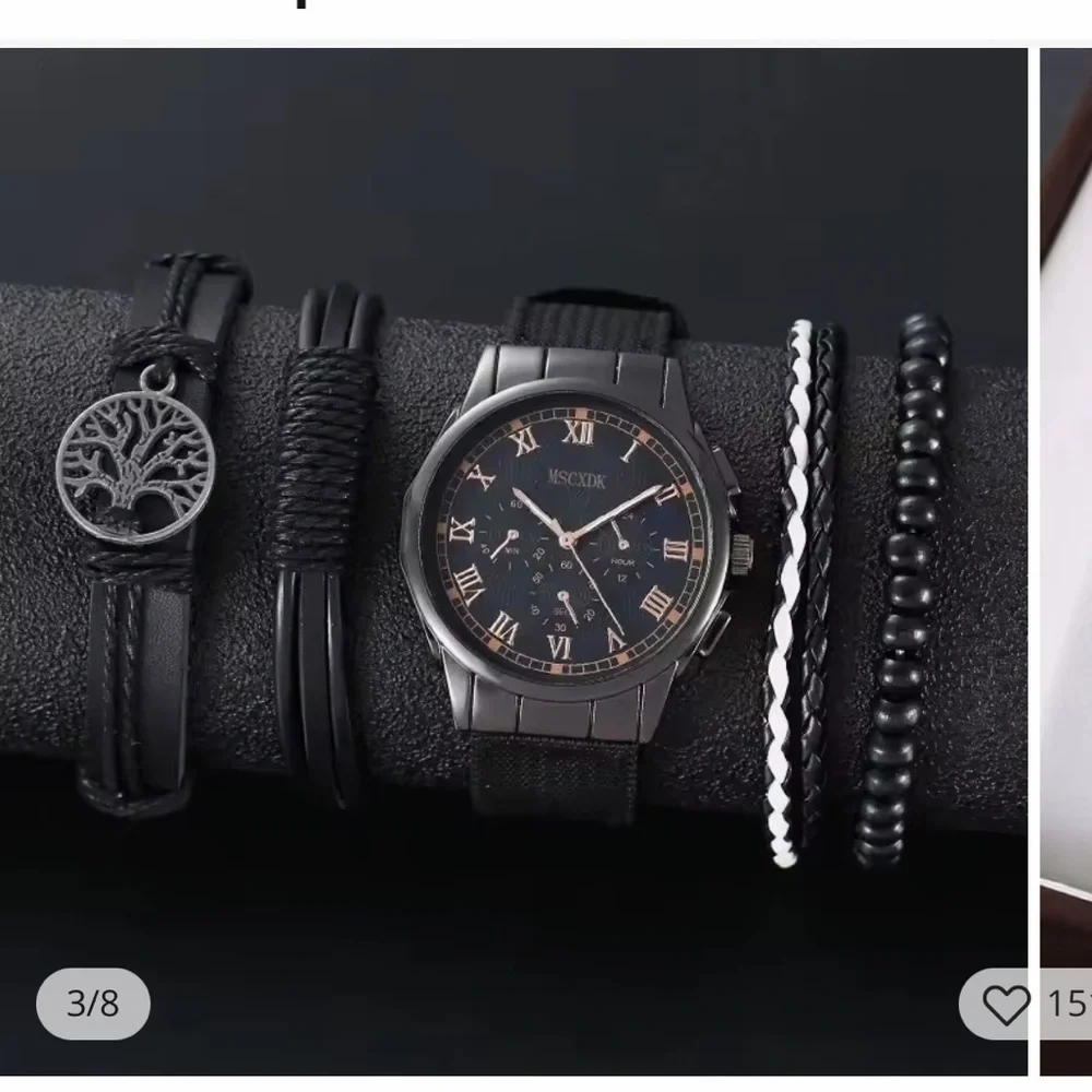 Men’s Watch Set Brown canvas band NEW
